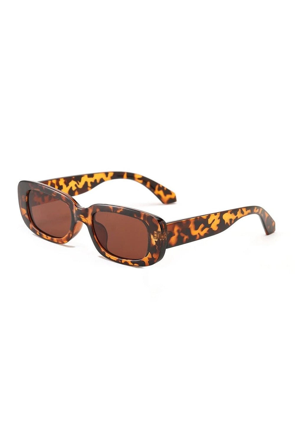 Retro White Rectangular Sunglasses Leopard picture color Shoptery