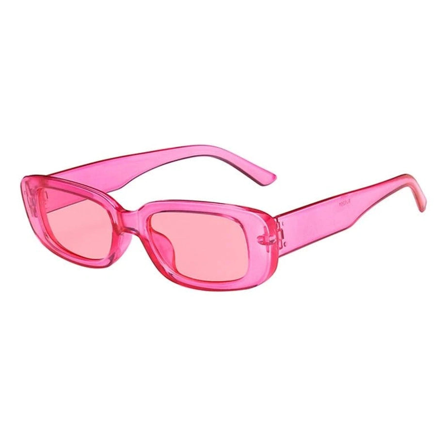 Retro White Rectangular Sunglasses Pink picture color Shoptery