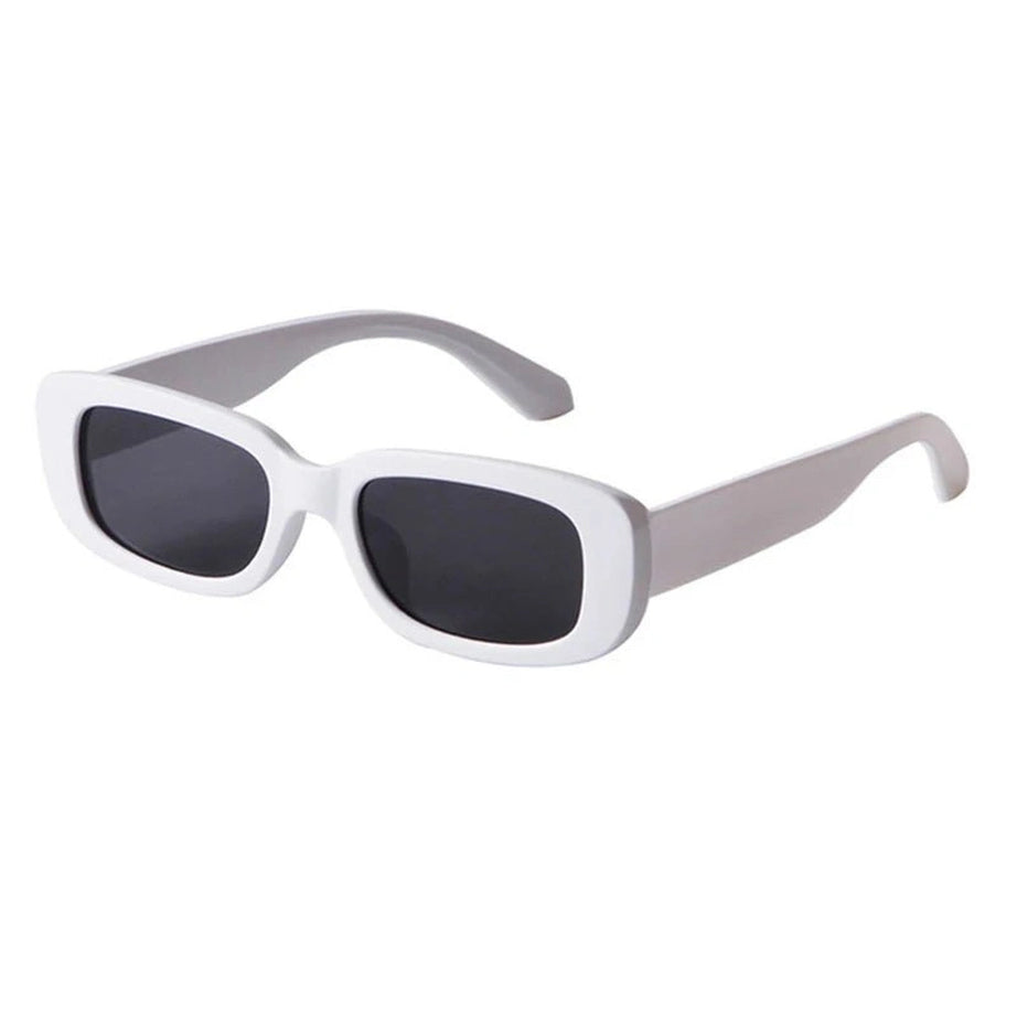 Retro White Rectangular Sunglasses Shoptery