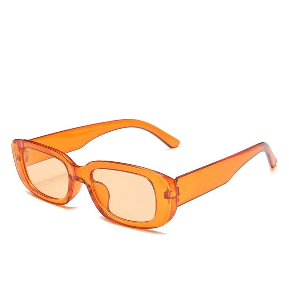 Retro White Rectangular Sunglasses Orange picture color Shoptery
