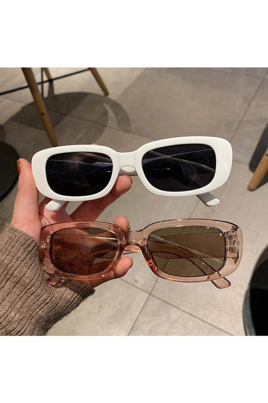 White Rectangular Sunglasses - Sunglasses