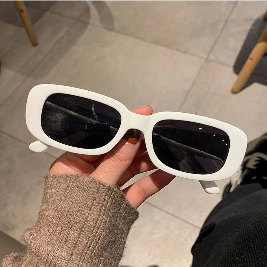 Retro White Rectangular Sunglasses White picture color Shoptery