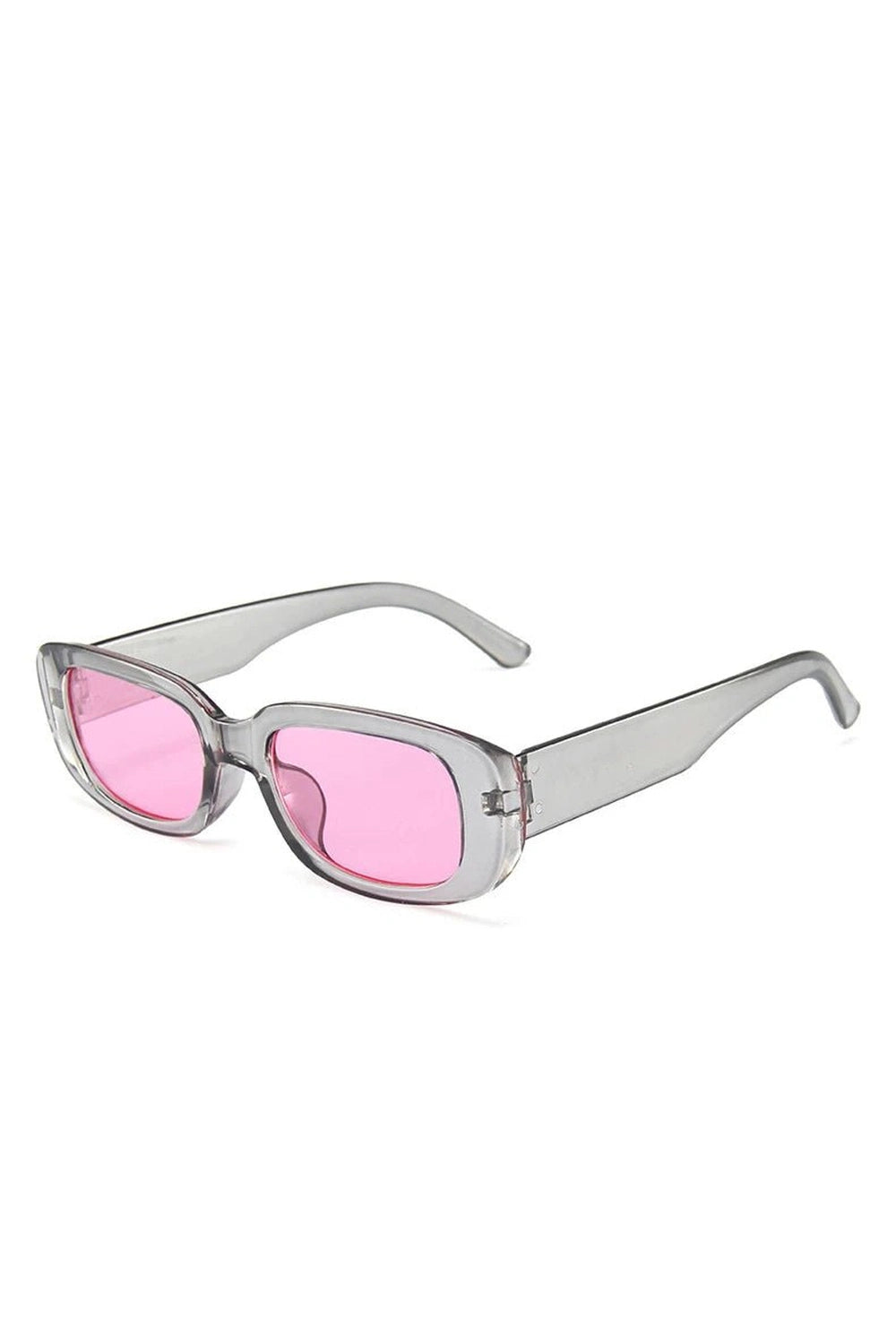 Retro White Rectangular Sunglasses Gray Pink picture color Shoptery