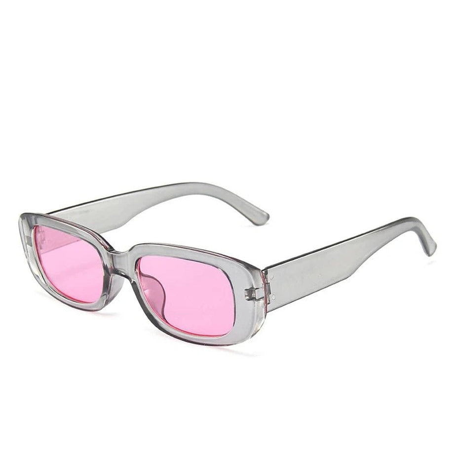 Retro White Rectangular Sunglasses Gray Pink picture color Shoptery
