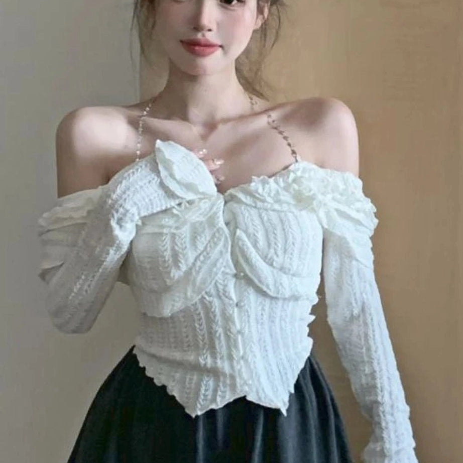 White Ruffle Kawaii Blouse Shoptery