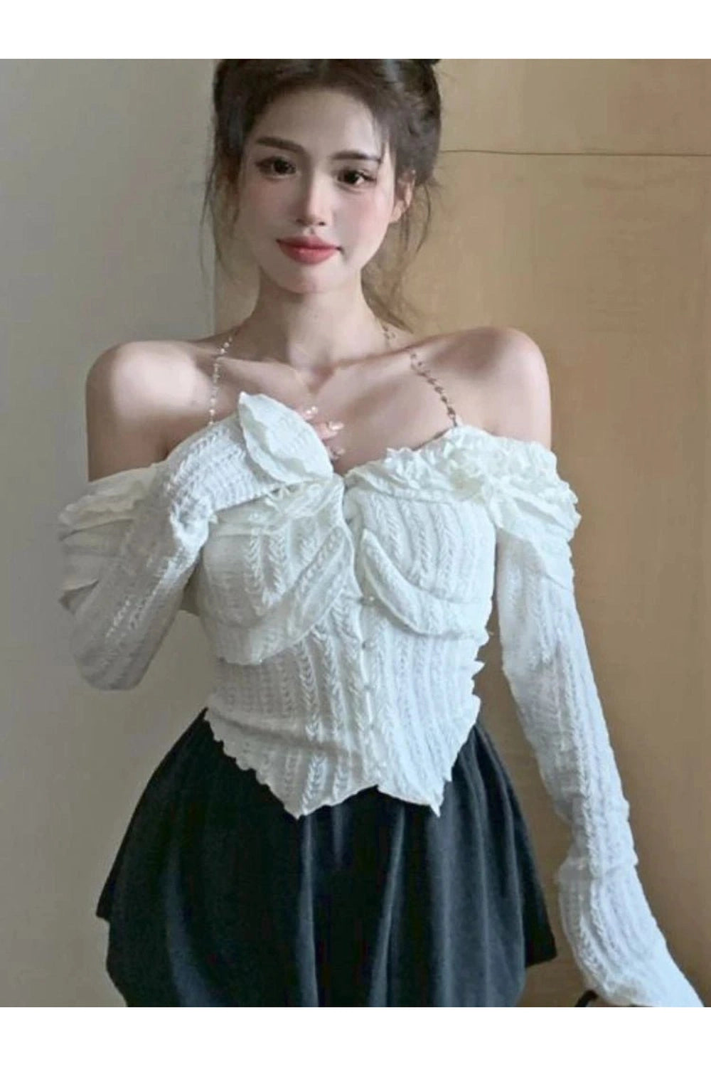 White Ruffle Kawaii Blouse Shoptery