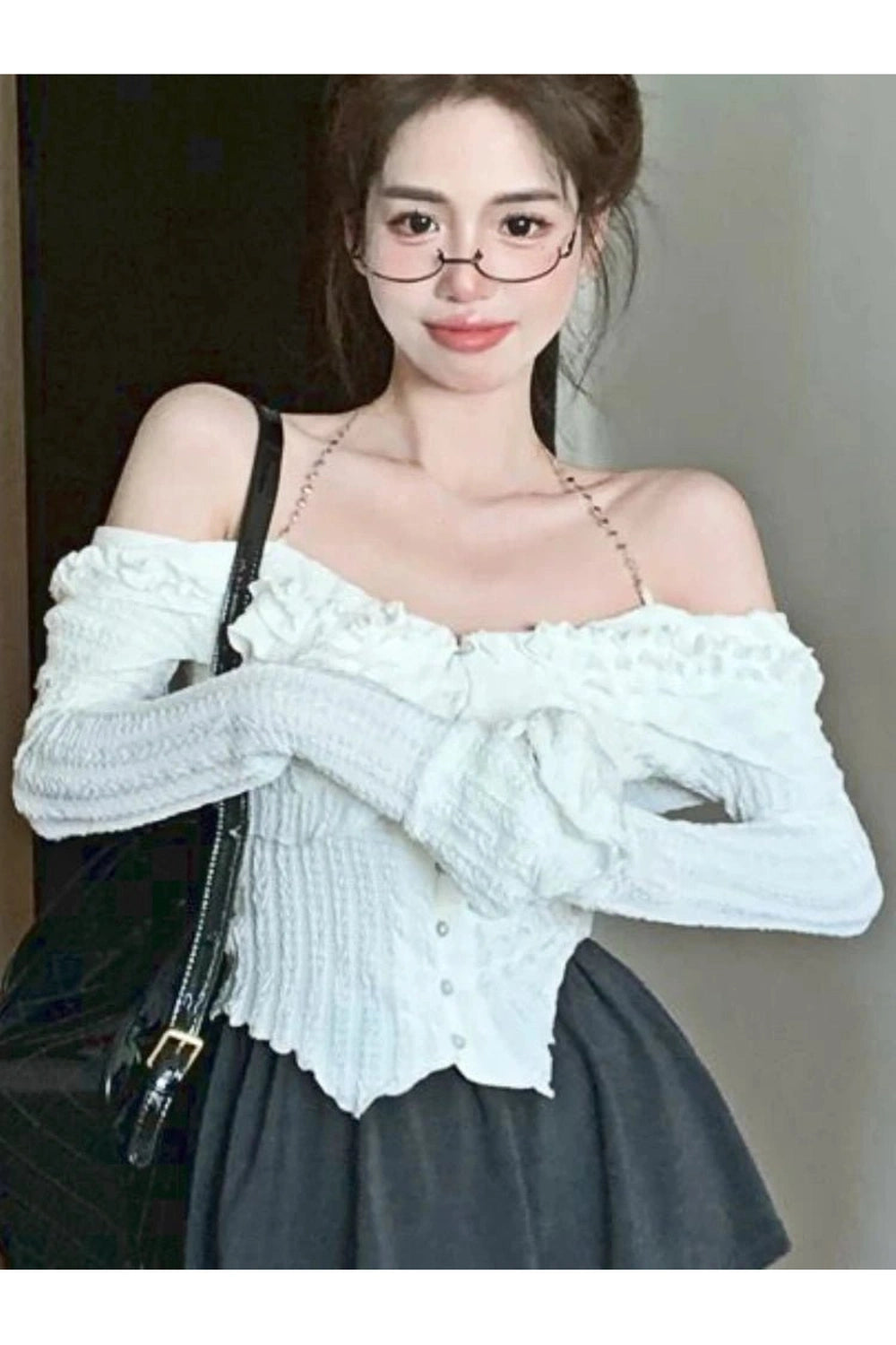 White Ruffle Kawaii Blouse Shoptery