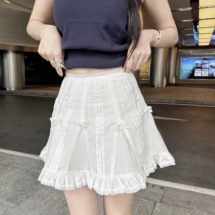 White Ruffle Mini Skirt -