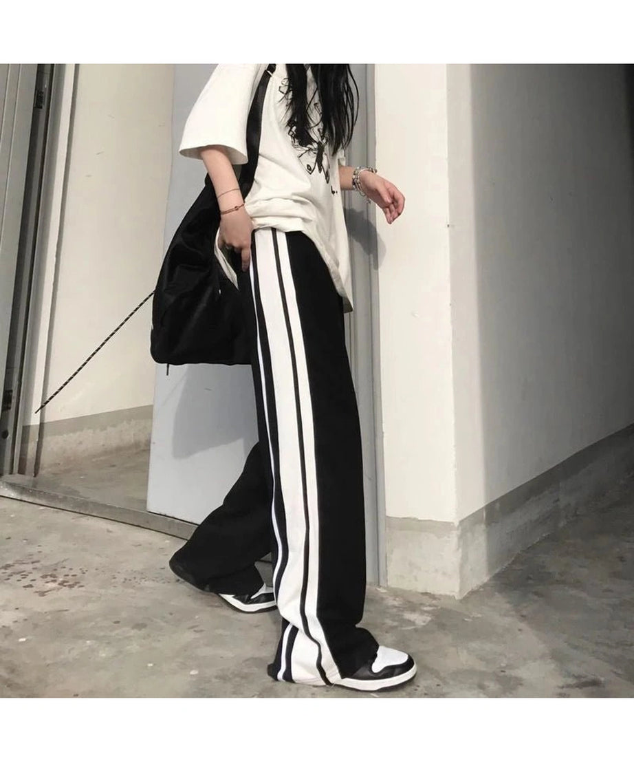 White Striped Wide Leg Pants -