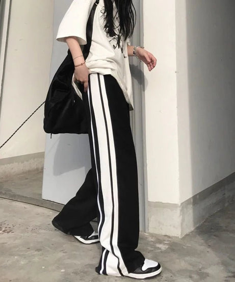 White Striped Wide Leg Pants -