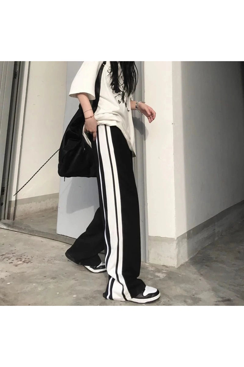 White Striped Wide Leg Pants -