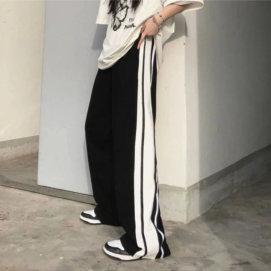 White Striped Wide Leg Pants Shoptery