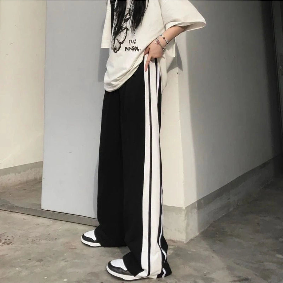 White Striped Wide Leg Pants Shoptery