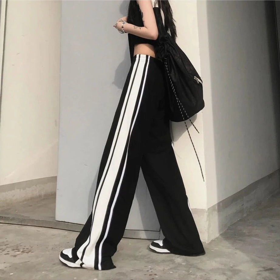 White Striped Wide Leg Pants Shoptery