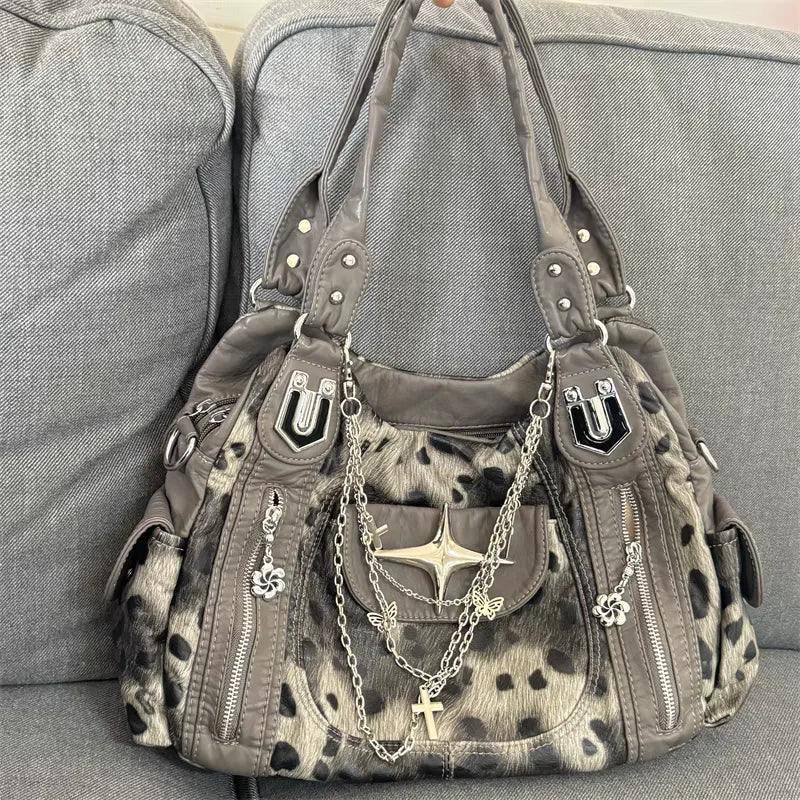 Wild Requiem Y2k Chain Handbag dark grey 38x11x29cm Shoptery
