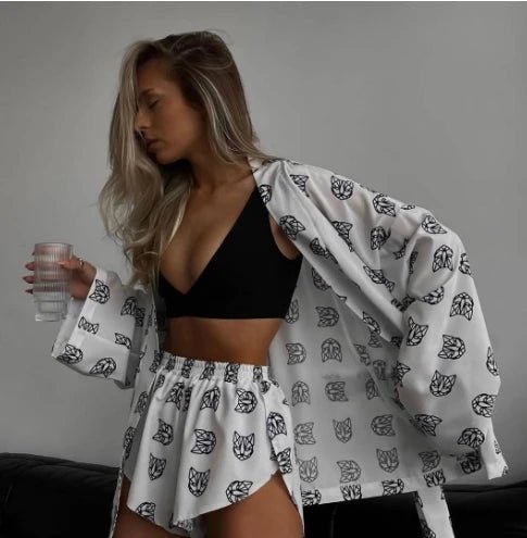 Women's Printed Casual Pajamas High Waisted Shorts Set Shoptery