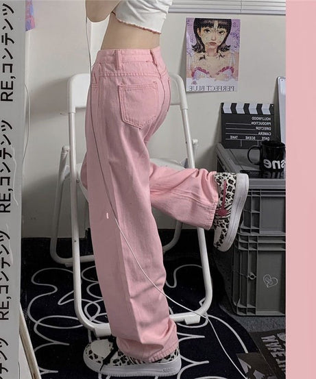 Y2K Baggy Pink Denim Pants - Pants