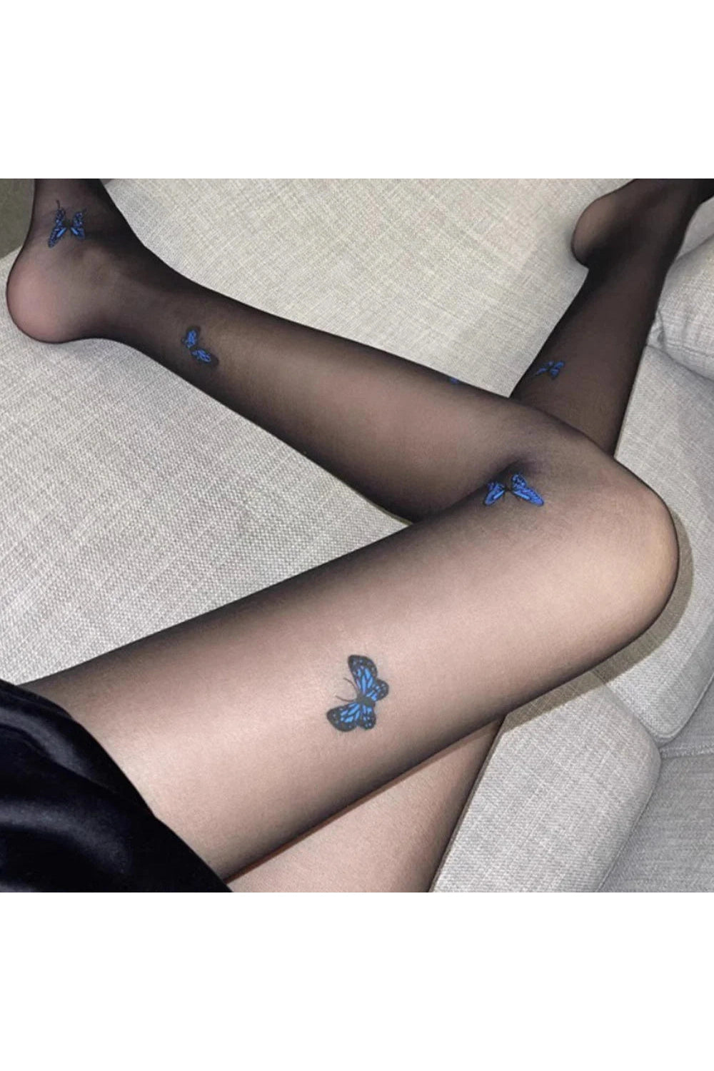 Coquette Butterfly Silk Tights Blue butterfly 01 One Size Shoptery