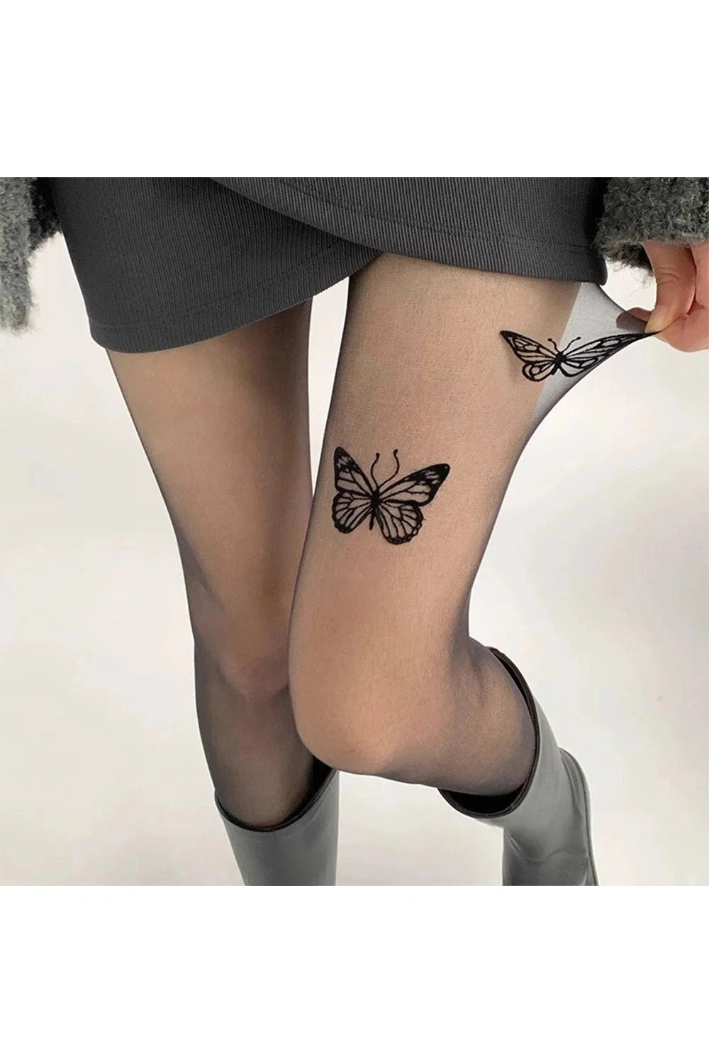 Y2K Butterfly Silk Tights - Fishnet Tights