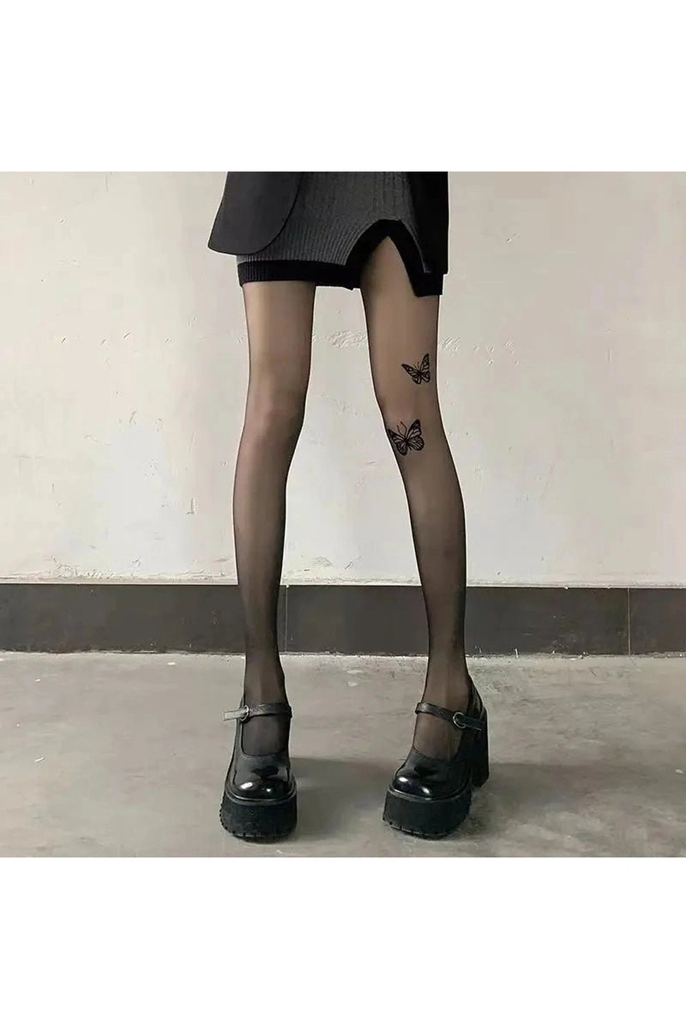 Coquette Butterfly Silk Tights Black butterfly 02 One Size Shoptery