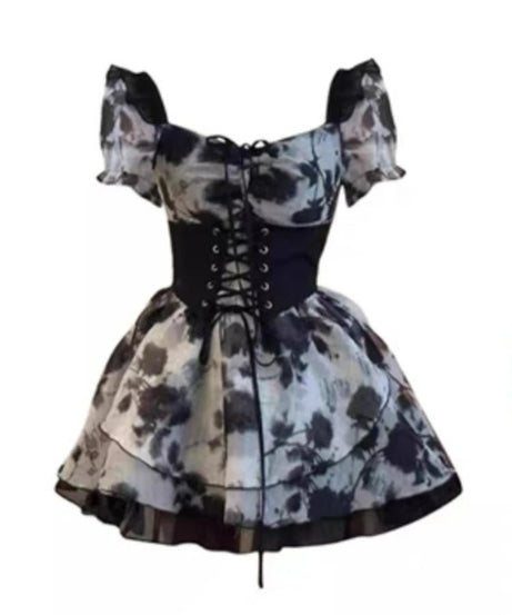 Y2K Floral Corset Dress Set -