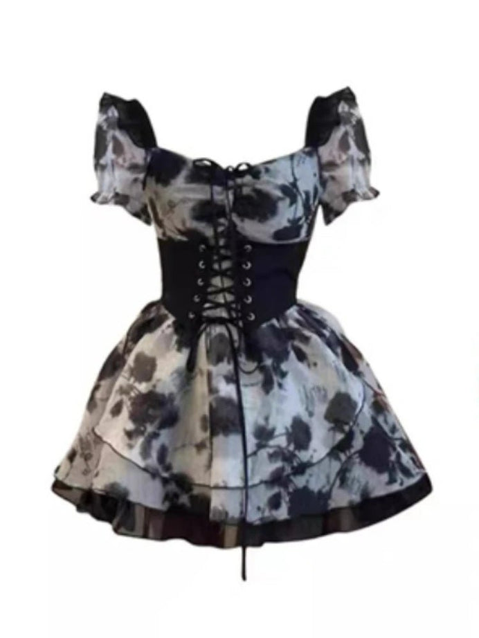 Y2K Floral Corset Dress Set -