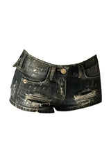 Y2K Jean Mini Shorts Black Shoptery