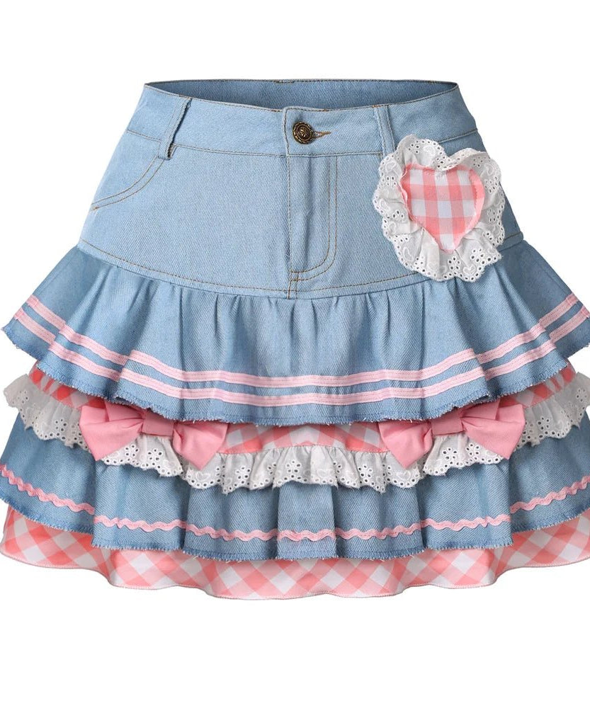 Y2K Kawaii Denim Mini Skirt -