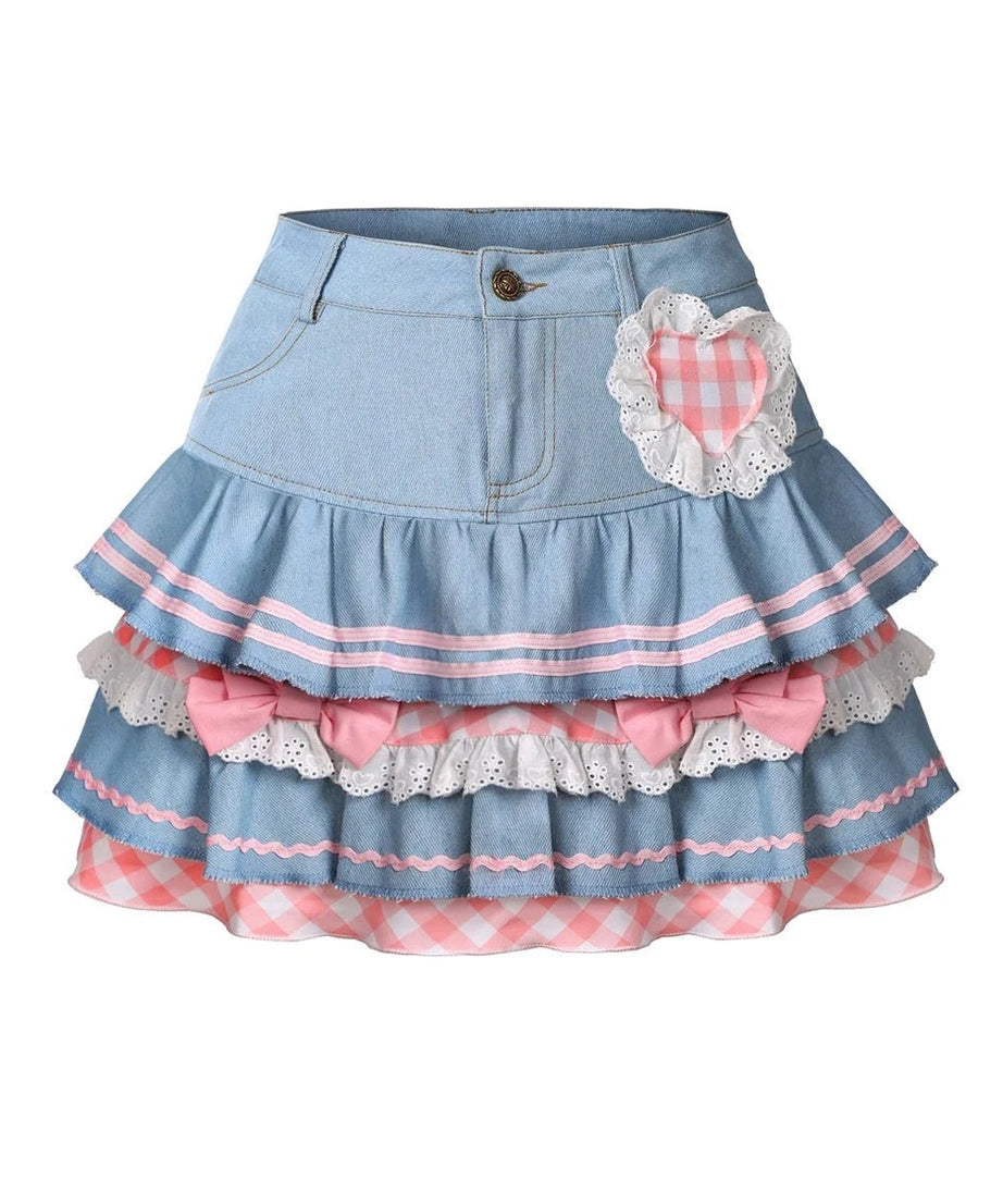 Y2K Kawaii Denim Mini Skirt -