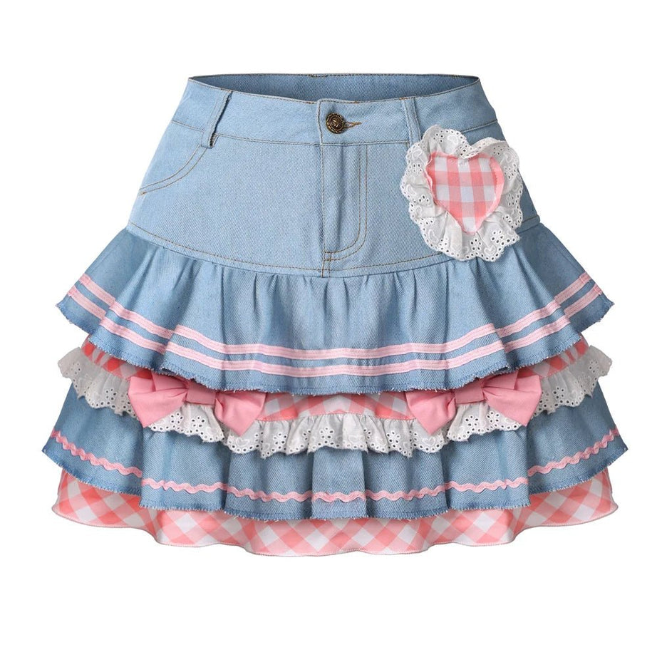 Y2K Kawaii Denim Mini Skirt -