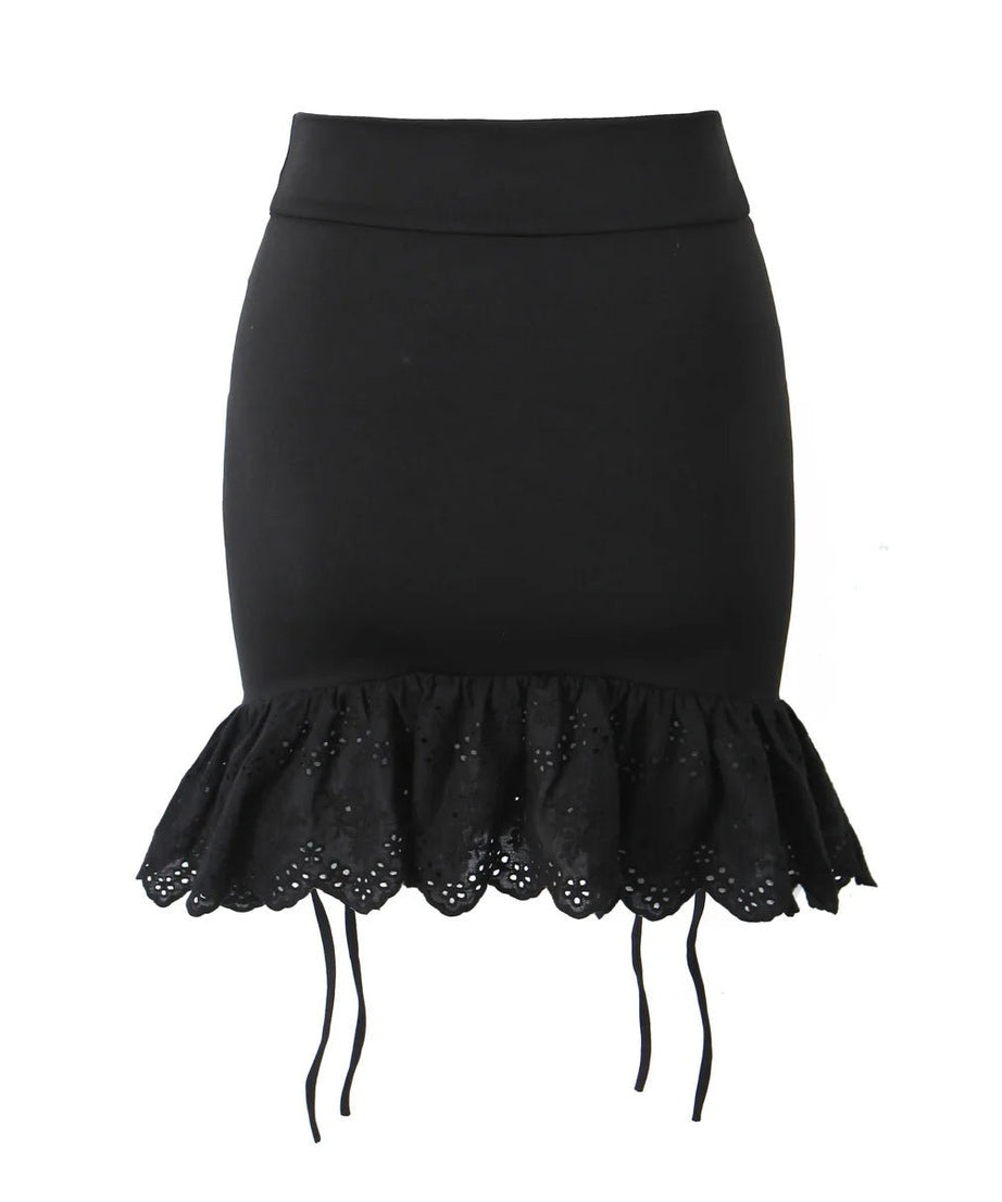 Y2K Lace Hem Mini Skirt - Skirts