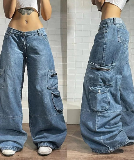 Y2K Oversized Pocket Jeans - Jeans