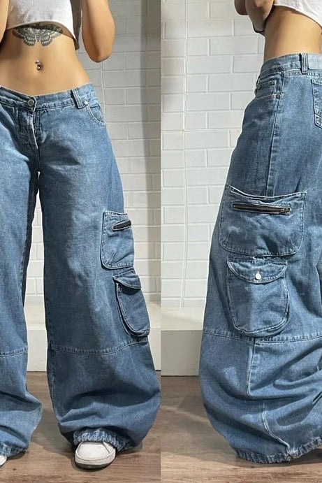 Y2K Oversized Pocket Jeans - Jeans