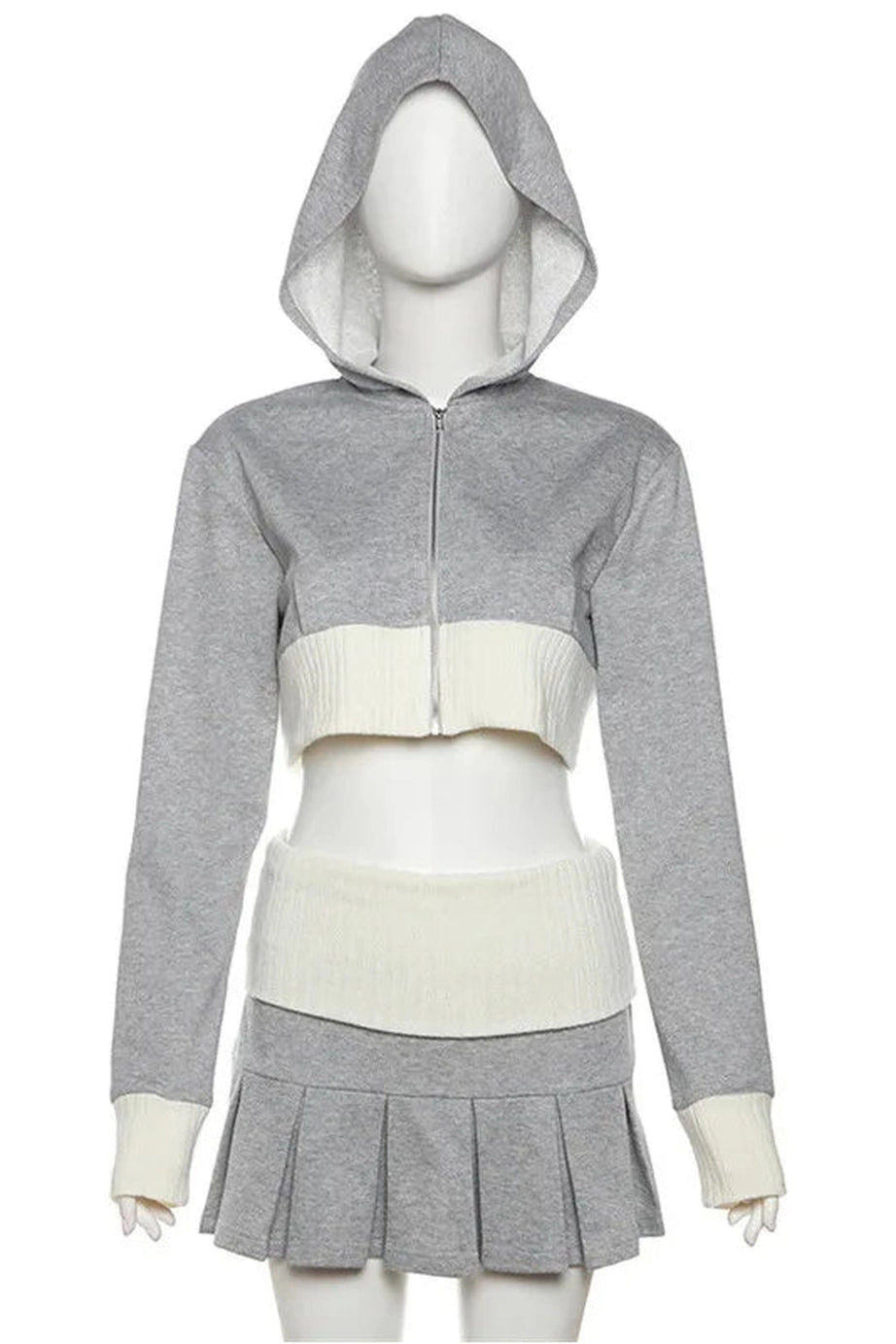 Zip Hoodie Skirt Set -