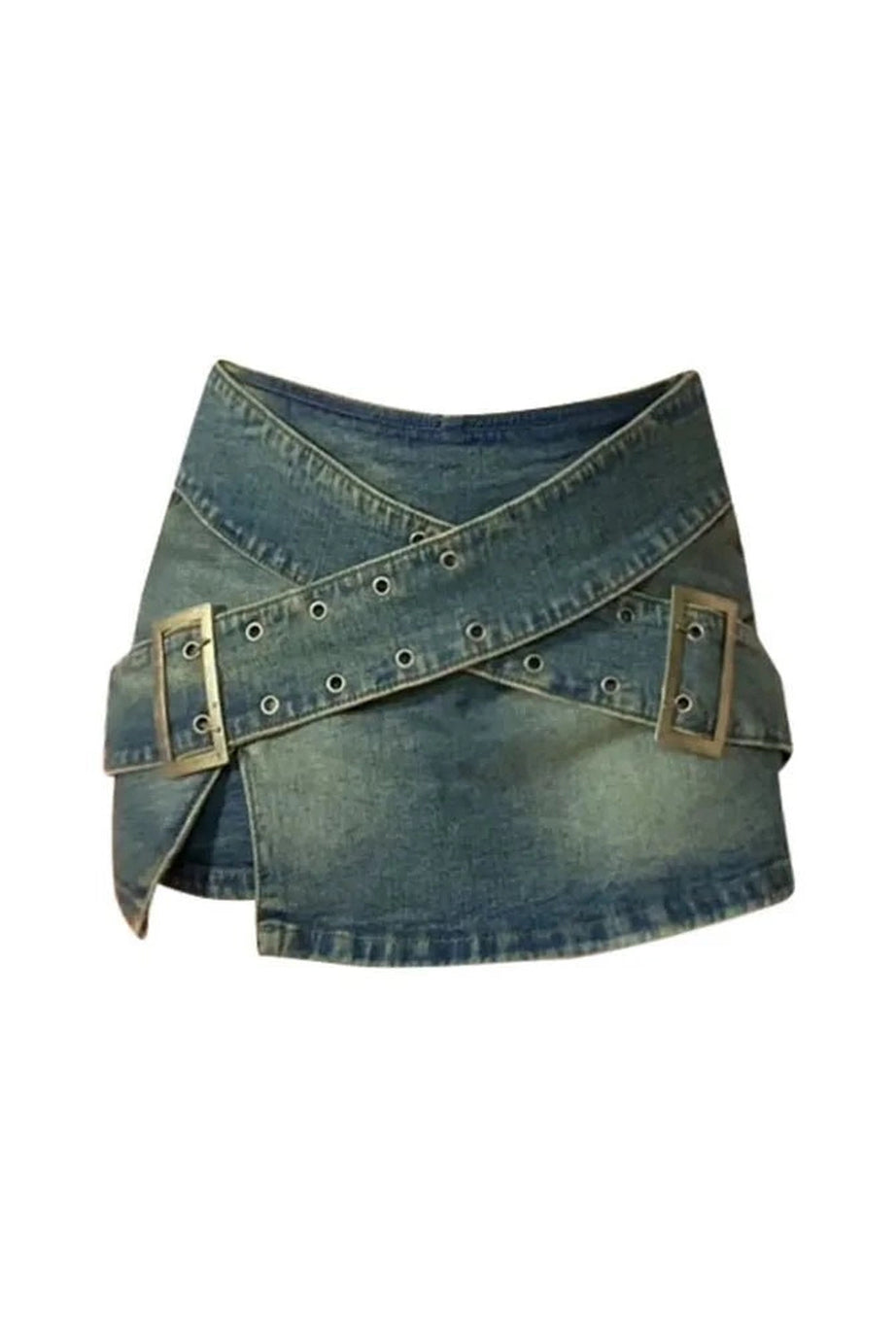 Zipper A-Line Denim Skirt -