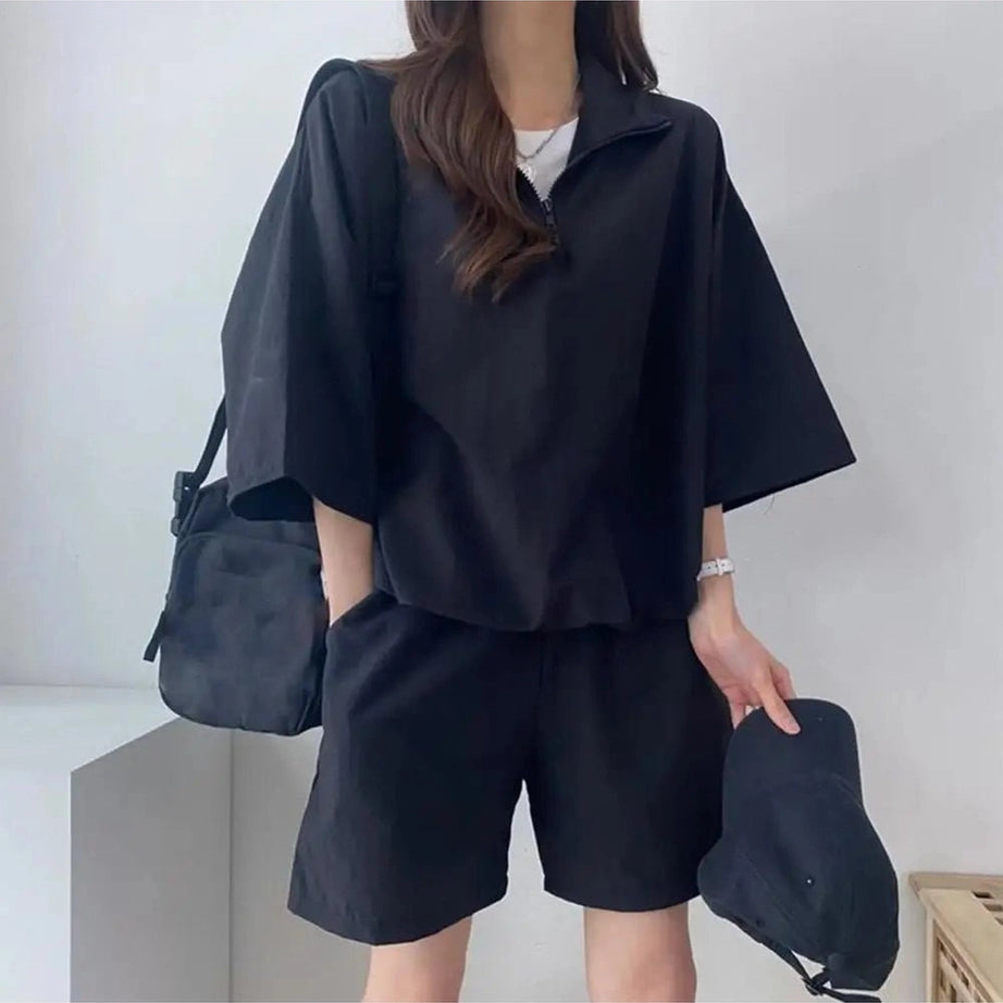 Pastel Cute Zipper Tracksuit Outfit Set Shoptery