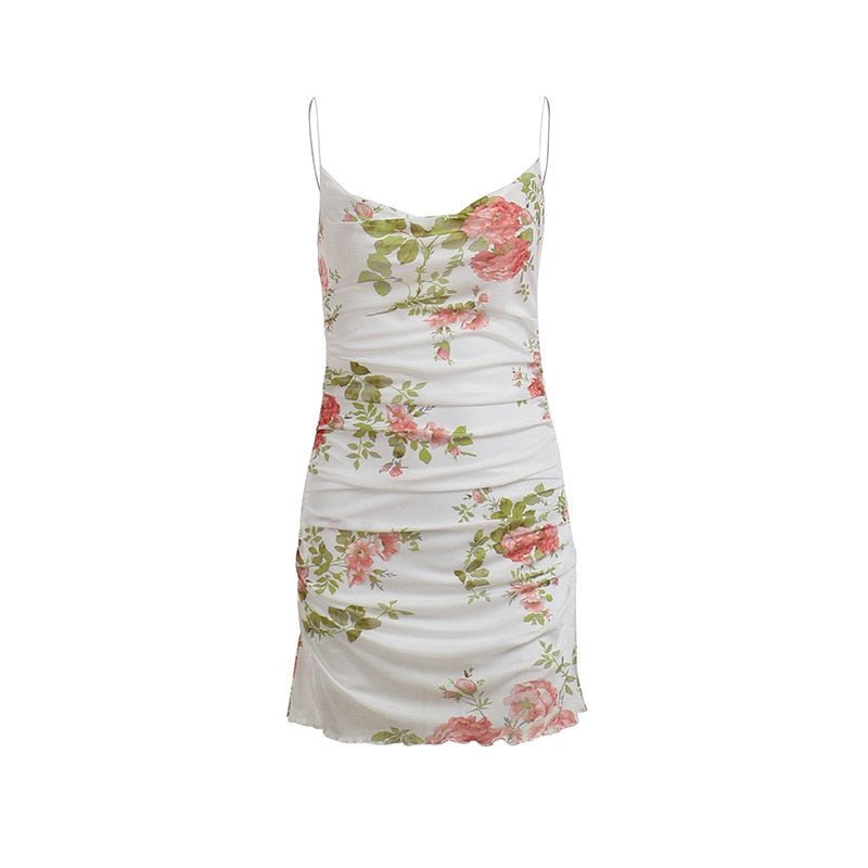 2000s Floral Mini Dress y2k Aesthetic - Dresses