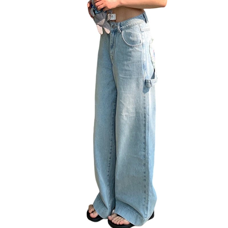 Fall 90s Aesthetic Baggy Jeans Blue Shoptery