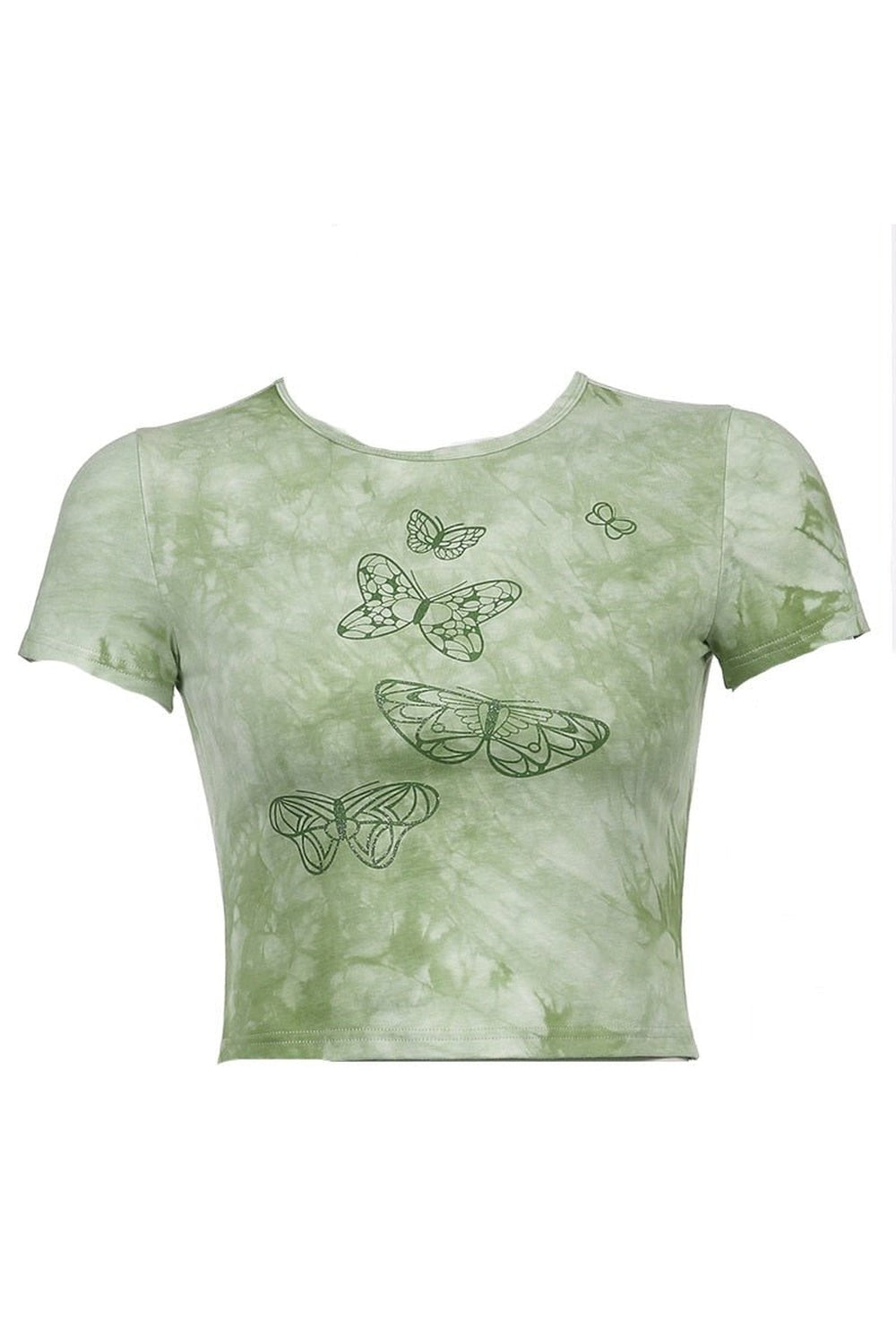 90s Aesthetic Butterfly Green Crop Top - Crop Tops