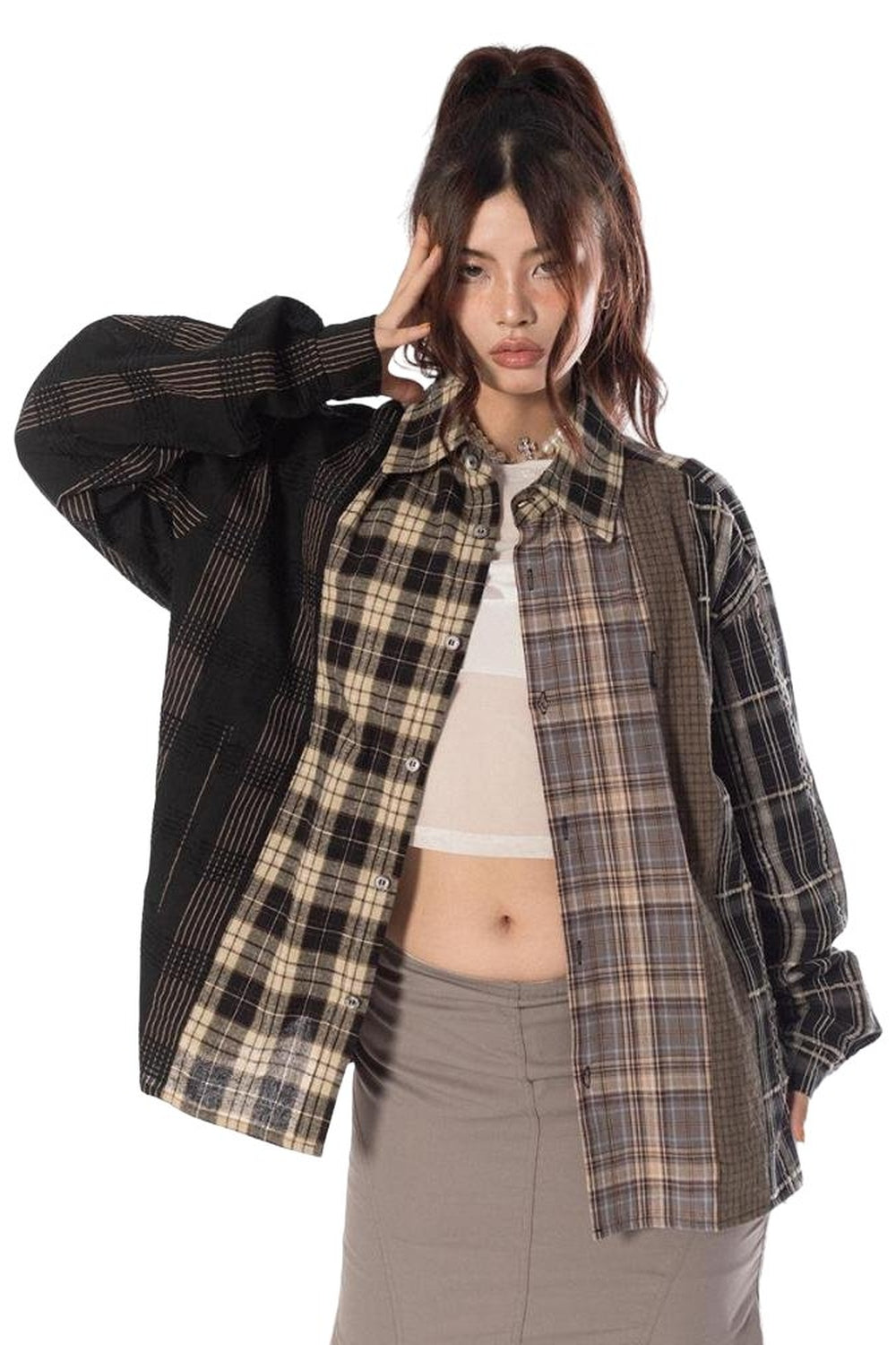 90s Grunge Plaid Shirt - Shirts