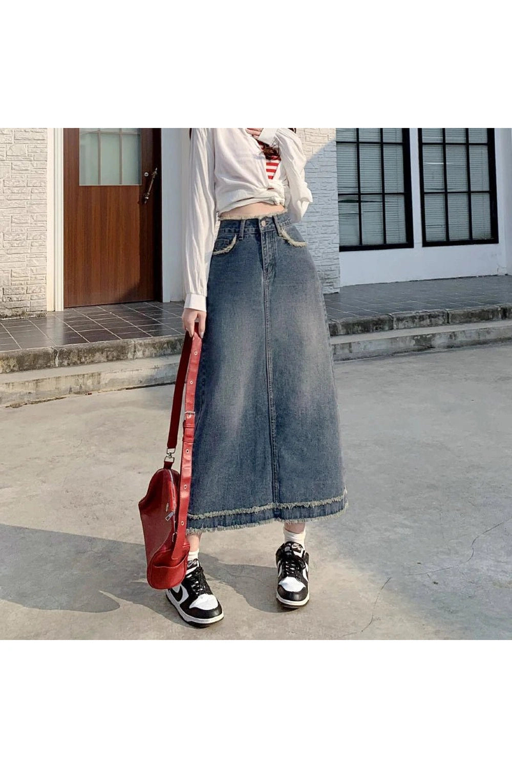 90s High Waist Jean Skirt -