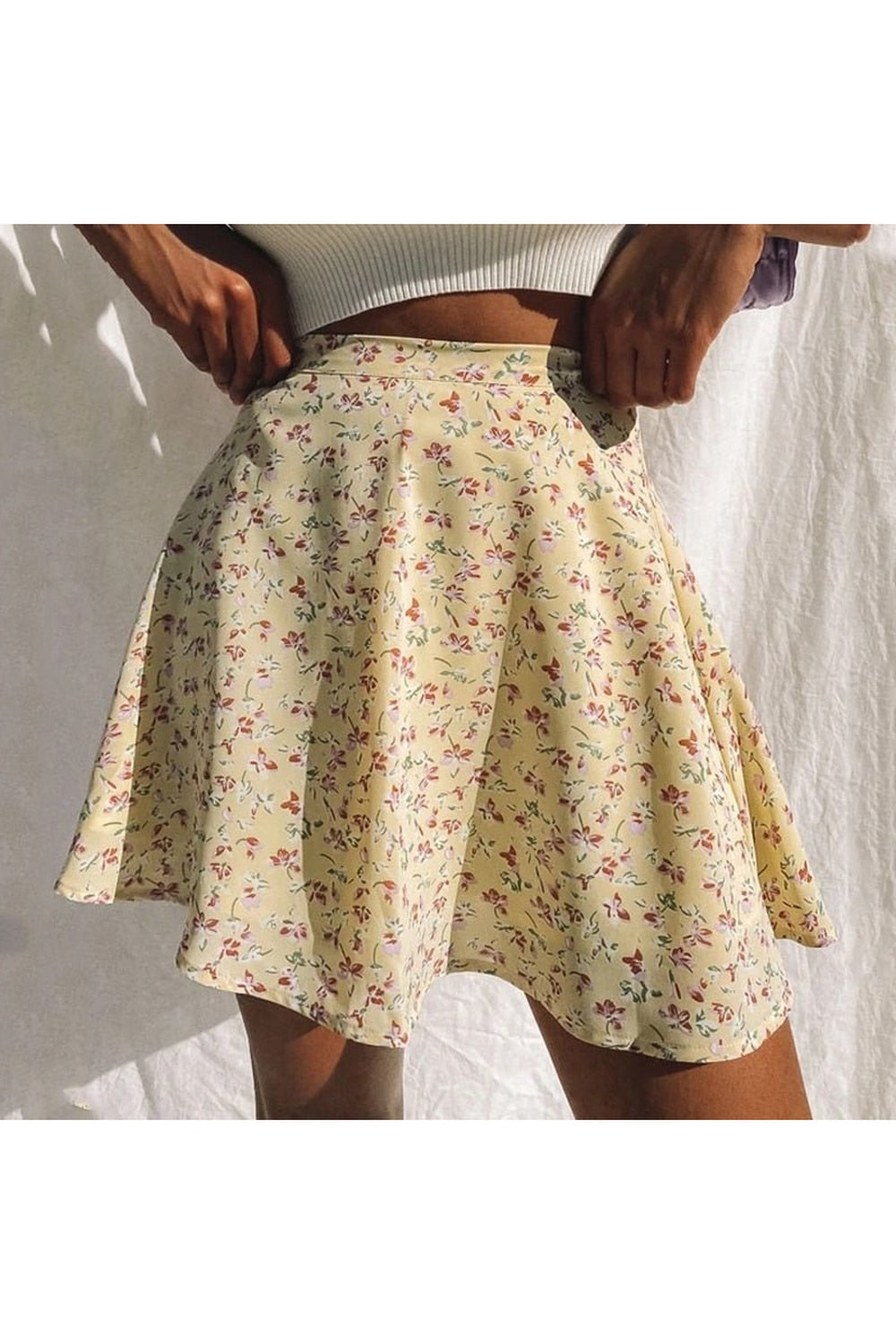 90s Summer Floral Print Skirt - Skirts