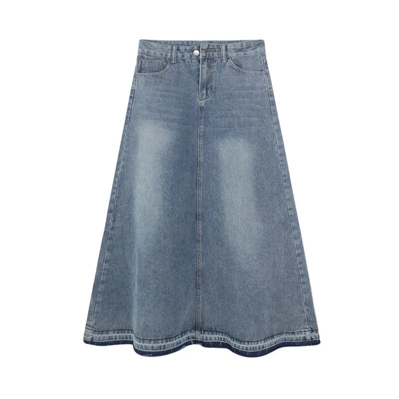 90s Vintage Long Denim Skirt -