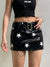 Star Print Glossy Leather Skirt