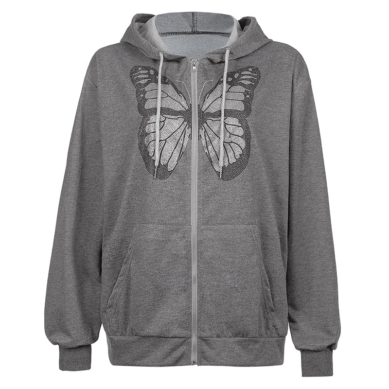 Alt Style Butterfly Pattern Hoodie - Shoptery