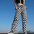 Skater Girl Checkered Elastic Waist Pants