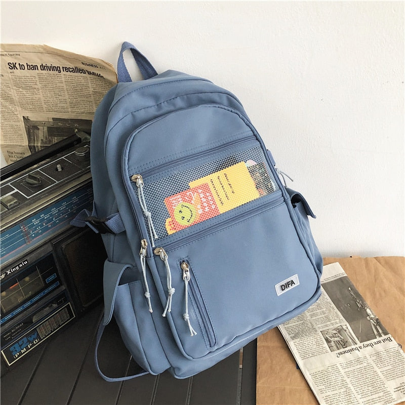 Pastel Nylon Waterproof Students Backpack - Shoptery