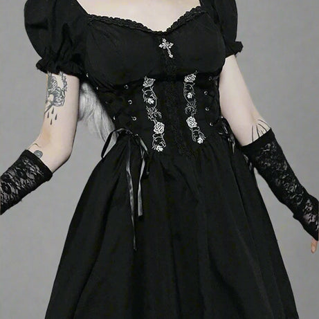 Alt Goth A-line Bandage Corset Dress Shoptery