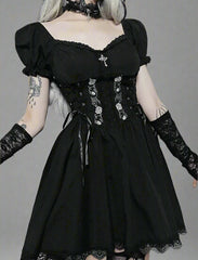 Alt Goth A-line Bandage Corset Dress Shoptery
