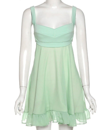 A-Line Mini Green Dress - Dresses